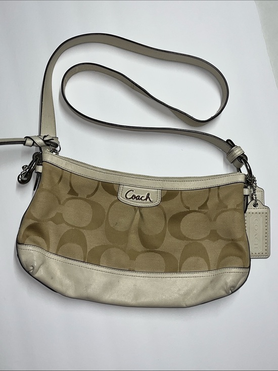 Coach Handbags - Coach Tan Signature Canvas Shoulder Bag with Cream Trim